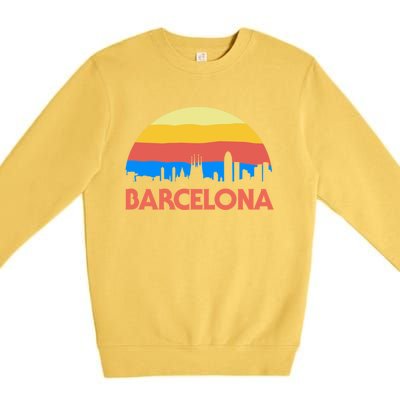 Barcelona Spain Retro Tourism Cool Gift Premium Crewneck Sweatshirt