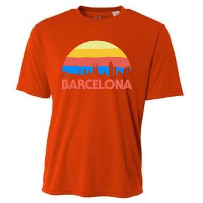 Barcelona Spain Retro Tourism Cool Gift Cooling Performance Crew T-Shirt