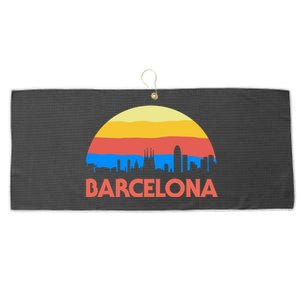 Barcelona Spain Retro Tourism Cool Gift Large Microfiber Waffle Golf Towel