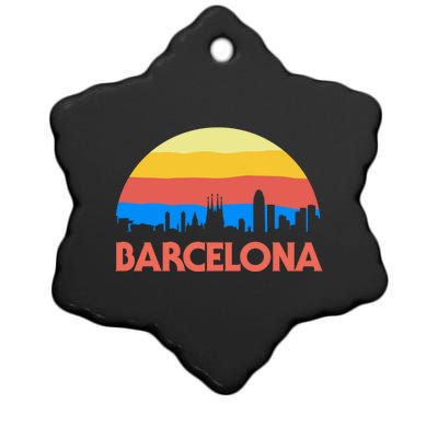 Barcelona Spain Retro Tourism Cool Gift Ceramic Star Ornament