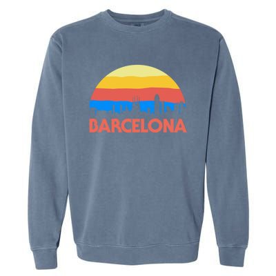 Barcelona Spain Retro Tourism Cool Gift Garment-Dyed Sweatshirt