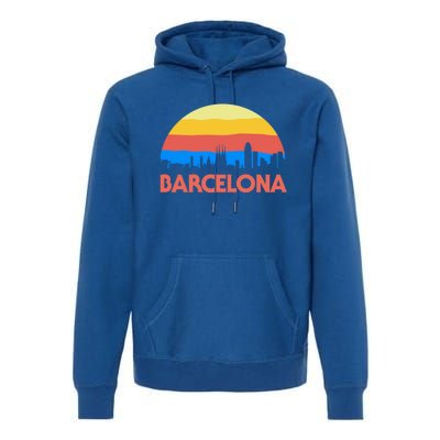 Barcelona Spain Retro Tourism Cool Gift Premium Hoodie