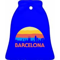 Barcelona Spain Retro Tourism Cool Gift Ceramic Bell Ornament