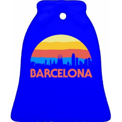 Barcelona Spain Retro Tourism Cool Gift Ceramic Bell Ornament