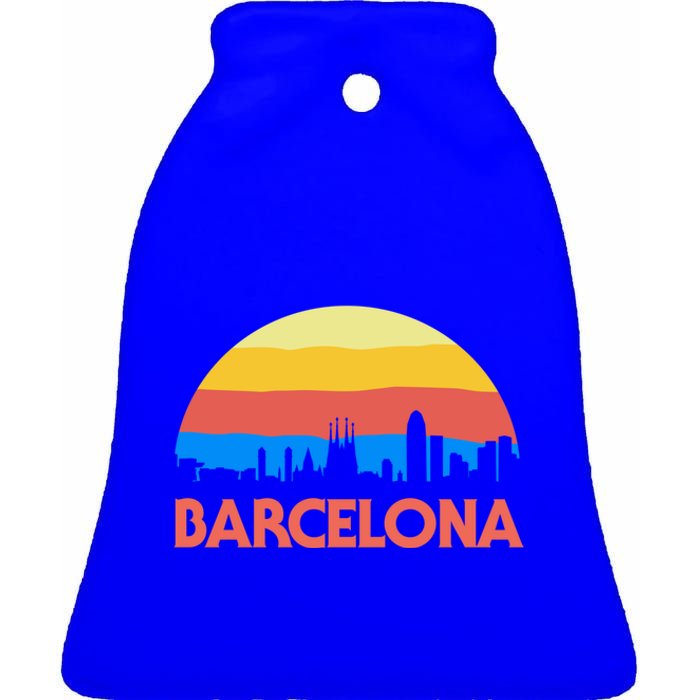 Barcelona Spain Retro Tourism Cool Gift Ceramic Bell Ornament