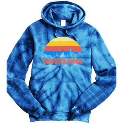 Barcelona Spain Retro Tourism Cool Gift Tie Dye Hoodie