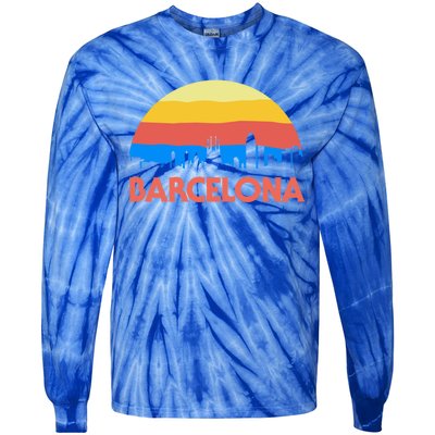 Barcelona Spain Retro Tourism Cool Gift Tie-Dye Long Sleeve Shirt