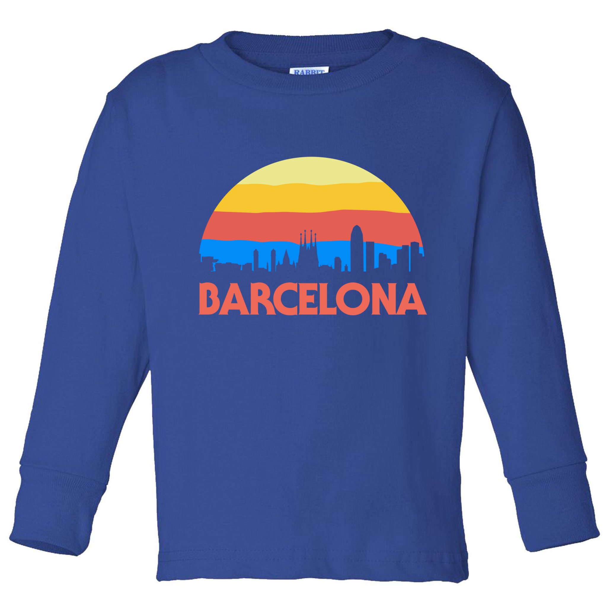 Barcelona Spain Retro Tourism Cool Gift Toddler Long Sleeve Shirt