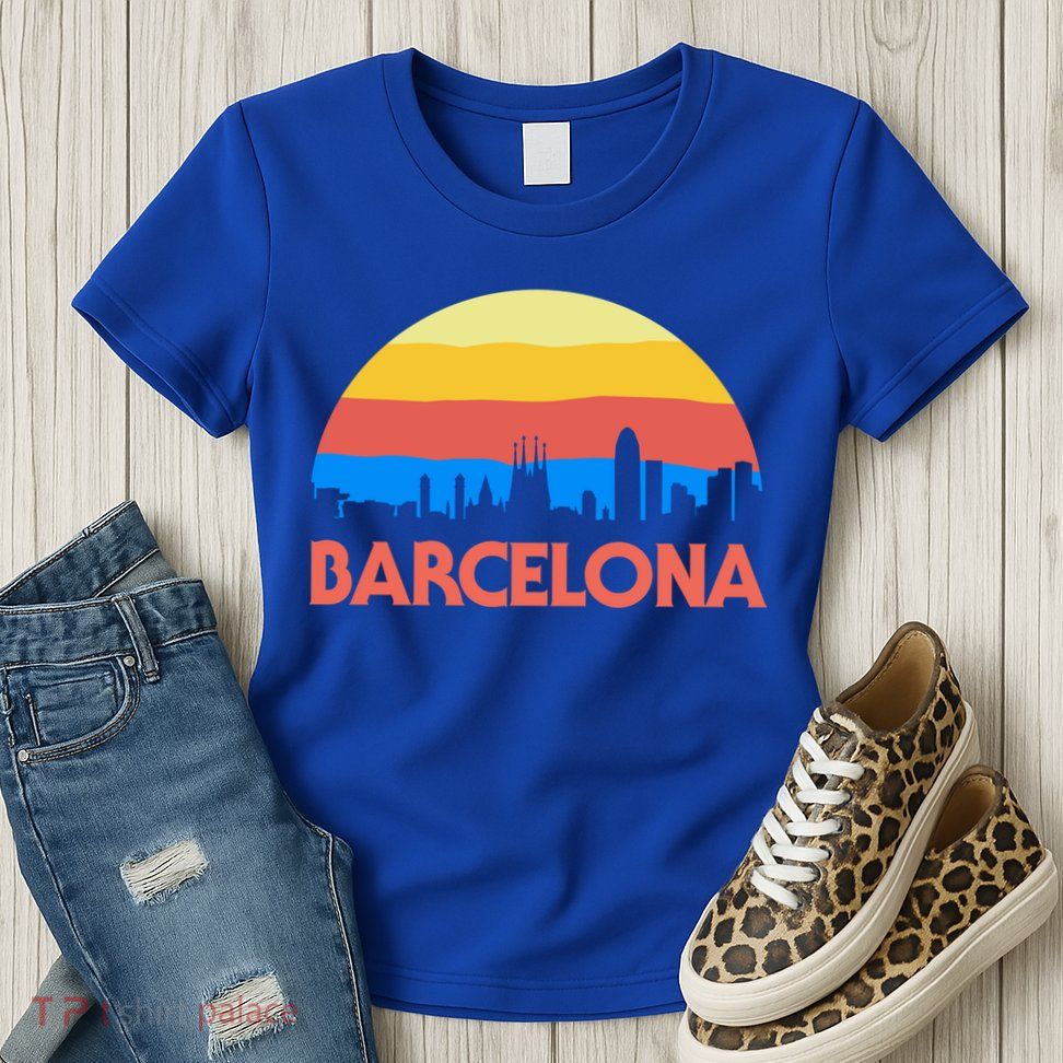 Barcelona Spain Retro Tourism Cool Gift Womens T-Shirt