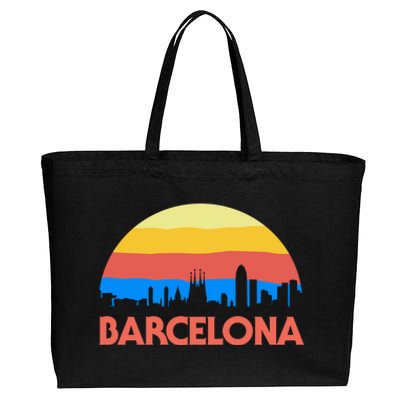 Barcelona Spain Retro Tourism Cool Gift Cotton Canvas Jumbo Tote