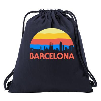 Barcelona Spain Retro Tourism Cool Gift Drawstring Bag