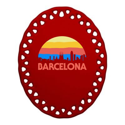 Barcelona Spain Retro Tourism Cool Gift Ceramic Oval Ornament