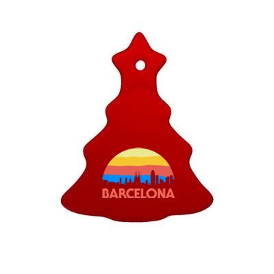 Barcelona Spain Retro Tourism Cool Gift Ceramic Tree Ornament