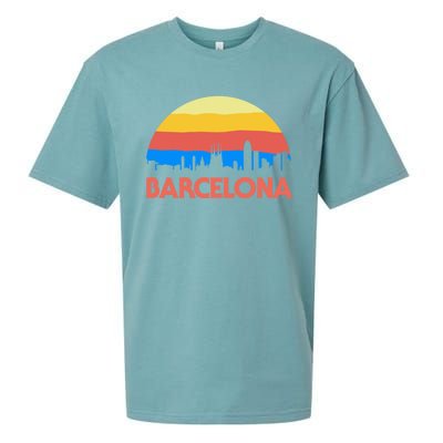 Barcelona Spain Retro Tourism Cool Gift Sueded Cloud Jersey T-Shirt