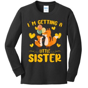 Baby Sister Reveal Im Getting A Little Sister Cute Fox Kids Long Sleeve Shirt