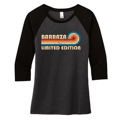 Barraza Surname Retro Vintage 80s 90s Birthday Reunion Women's Tri-Blend 3/4-Sleeve Raglan Shirt