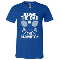 Badminton Shuttlecock Racket Birdie Player Cute Gift V-Neck T-Shirt