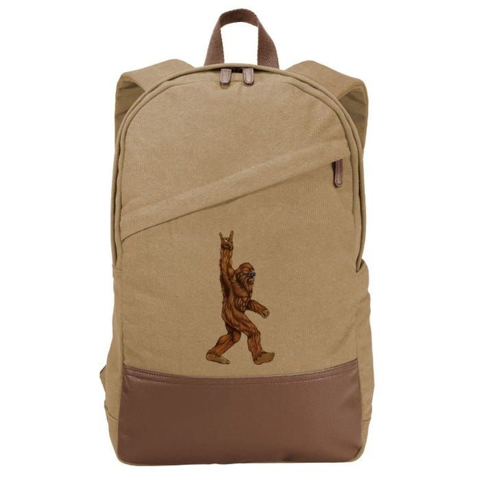 Bigfoot Sasquatch Rock and Roll Sunglasses Rock On Cotton Canvas Backpack