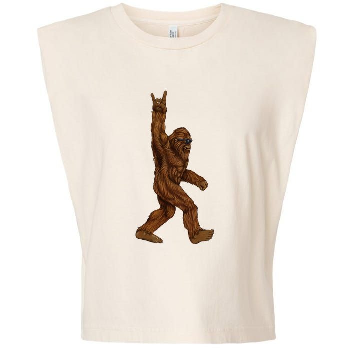 Bigfoot Sasquatch Rock and Roll Sunglasses Rock On Garment-Dyed Women's Muscle Tee