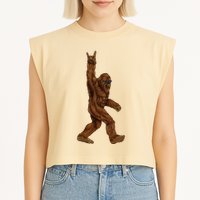 Bigfoot Sasquatch Rock and Roll Sunglasses Rock On Garment-Dyed Women's Muscle Tee