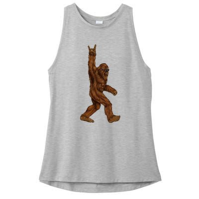 Bigfoot Sasquatch Rock and Roll Sunglasses Rock On Ladies PosiCharge Tri-Blend Wicking Tank