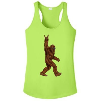 Bigfoot Sasquatch Rock and Roll Sunglasses Rock On Ladies PosiCharge Competitor Racerback Tank