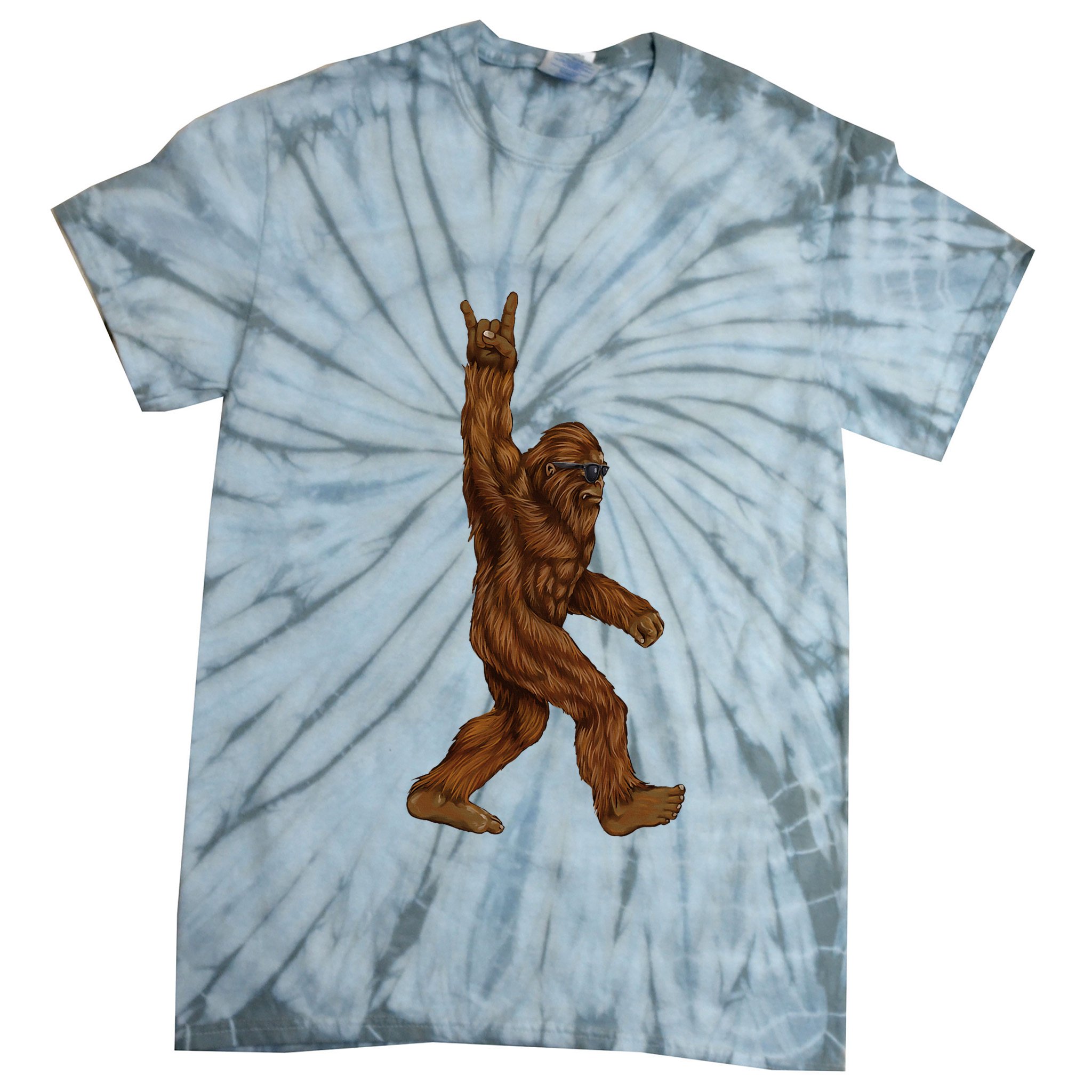 Bigfoot Sasquatch Rock and Roll Sunglasses Rock On Tie-Dye T-Shirt
