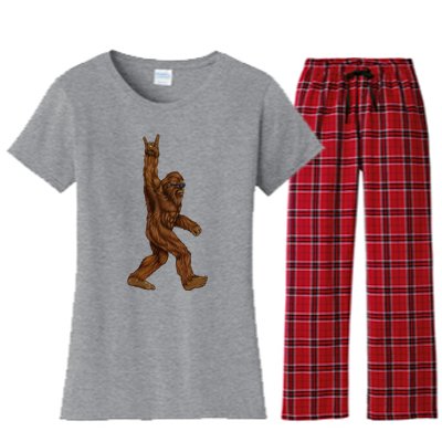 Bigfoot Sasquatch Rock and Roll Sunglasses Rock On Women's Flannel Pajama Set