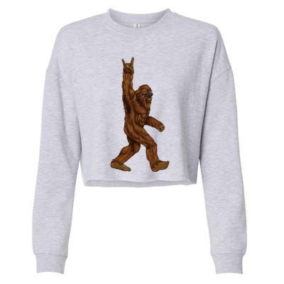 Bigfoot Sasquatch Rock and Roll Sunglasses Rock On Cropped Pullover Crew