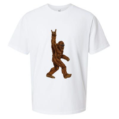 Bigfoot Sasquatch Rock and Roll Sunglasses Rock On Sueded Cloud Jersey T-Shirt