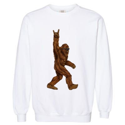 Bigfoot Sasquatch Rock and Roll Sunglasses Rock On Garment-Dyed Sweatshirt