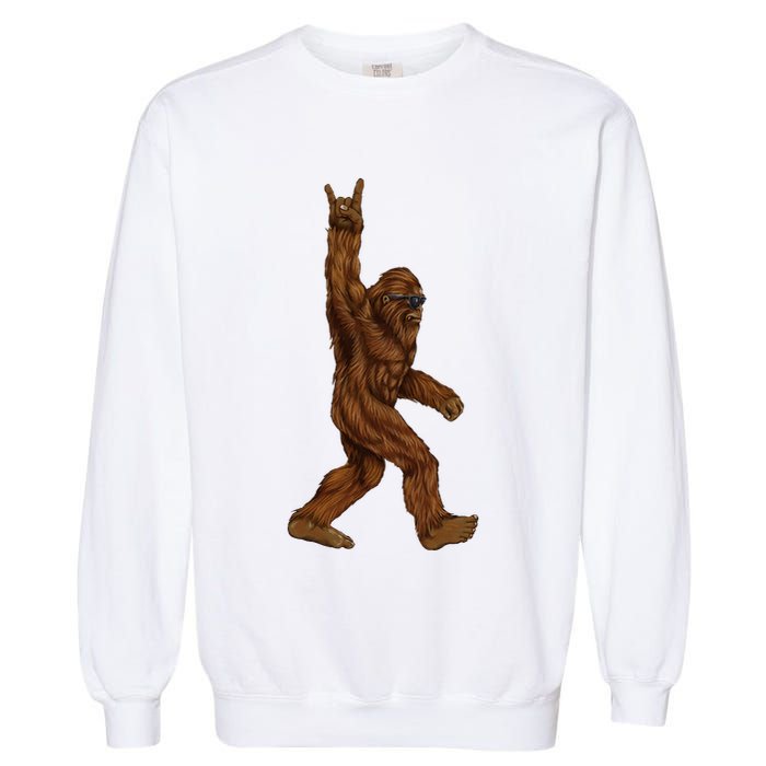 Bigfoot Sasquatch Rock and Roll Sunglasses Rock On Garment-Dyed Sweatshirt