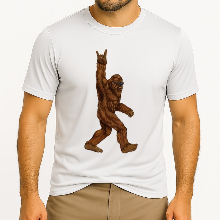 Bigfoot Sasquatch Rock and Roll Sunglasses Rock On Performance Shirt