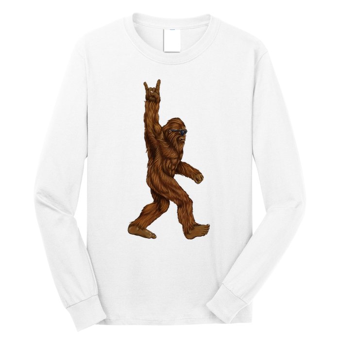 Bigfoot Sasquatch Rock and Roll Sunglasses Rock On Long Sleeve Shirt