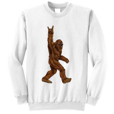Bigfoot Sasquatch Rock and Roll Sunglasses Rock On Sweatshirt