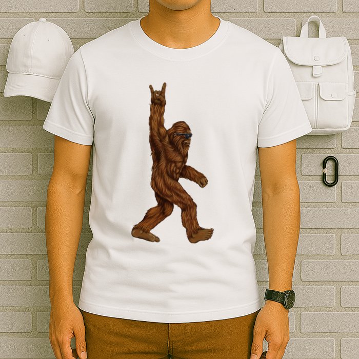 Bigfoot Sasquatch Rock and Roll Sunglasses Rock On T-Shirt