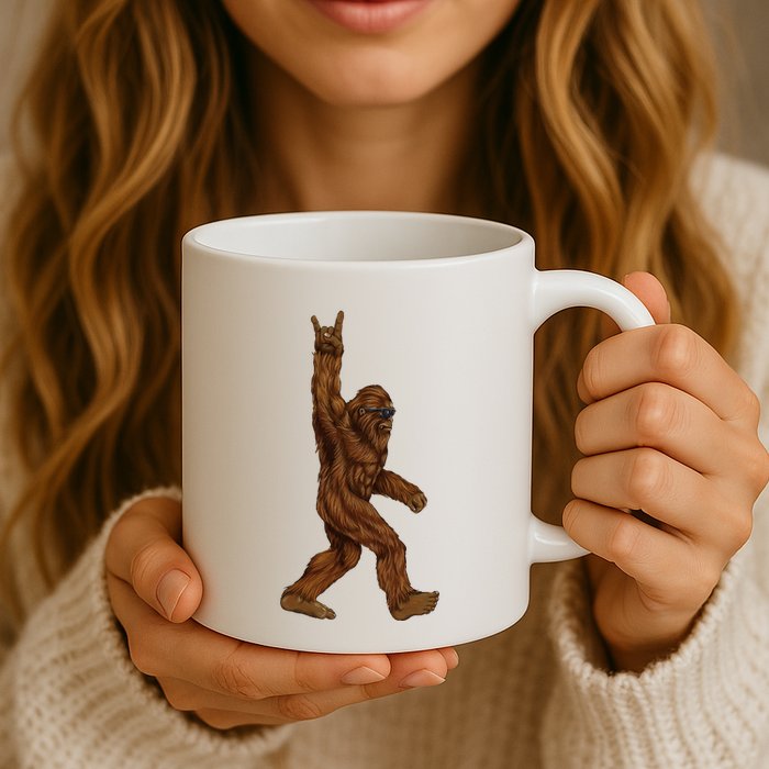 Bigfoot Sasquatch Rock and Roll Sunglasses Rock On Mug