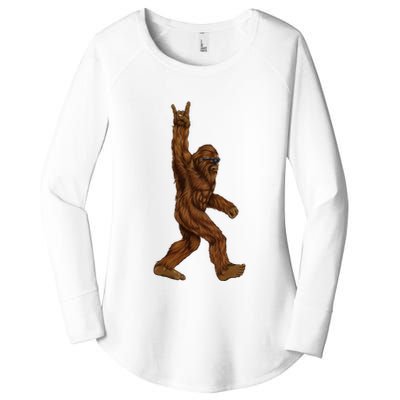 Bigfoot Sasquatch Rock and Roll Sunglasses Rock On Women's Perfect Tri Tunic Long Sleeve Shirt
