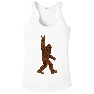 Bigfoot Sasquatch Rock and Roll Sunglasses Rock On Ladies PosiCharge Competitor Racerback Tank