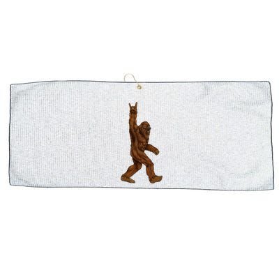 Bigfoot Sasquatch Rock and Roll Sunglasses Rock On Large Microfiber Waffle Golf Towel
