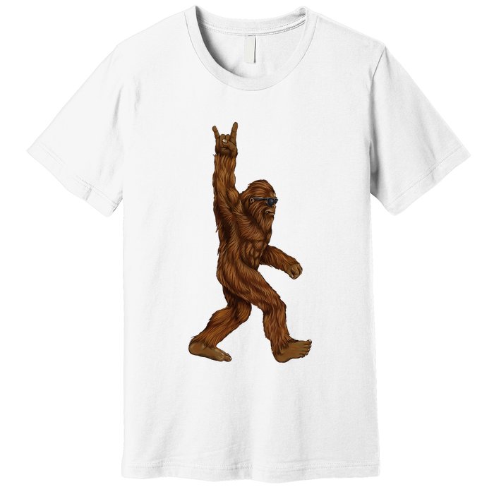 Bigfoot Sasquatch Rock and Roll Sunglasses Rock On Premium T-Shirt