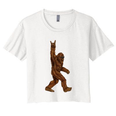 Bigfoot Sasquatch Rock and Roll Sunglasses Rock On Crop Top