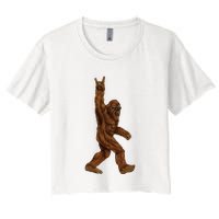 Bigfoot Sasquatch Rock and Roll Sunglasses Rock On Women's Crop Top Tee