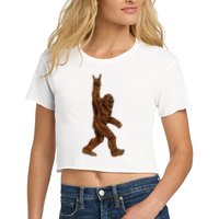 Bigfoot Sasquatch Rock and Roll Sunglasses Rock On Women's Crop Top Tee