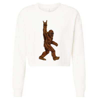 Bigfoot Sasquatch Rock and Roll Sunglasses Rock On Cropped Pullover Crew