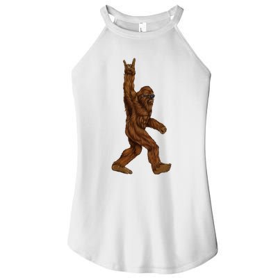 Bigfoot Sasquatch Rock and Roll Sunglasses Rock On Women's Perfect Tri Rocker Tank