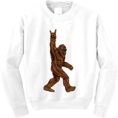 Bigfoot Sasquatch Rock and Roll Sunglasses Rock On Kids Sweatshirt