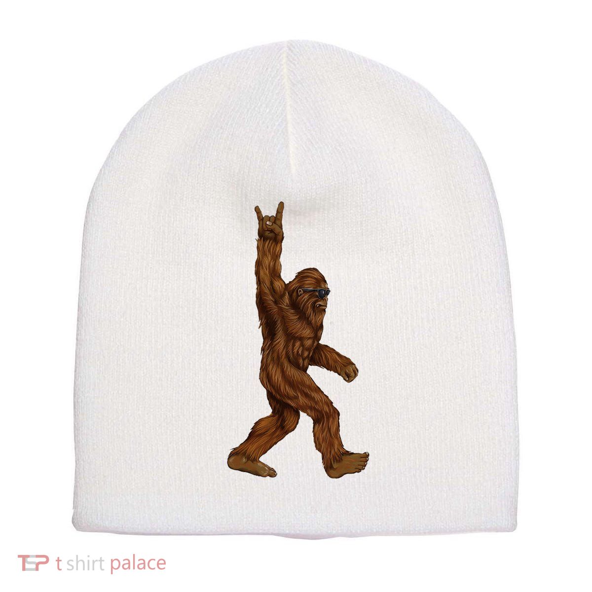 Bigfoot Sasquatch Rock and Roll Sunglasses Rock On Short Acrylic Beanie