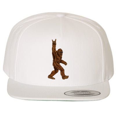 Bigfoot Sasquatch Rock and Roll Sunglasses Rock On Wool Snapback Cap