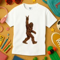 Bigfoot Sasquatch Rock and Roll Sunglasses Rock On Kids T-Shirt